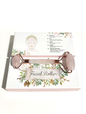 Массажёр-роллер для лица из розового кварца