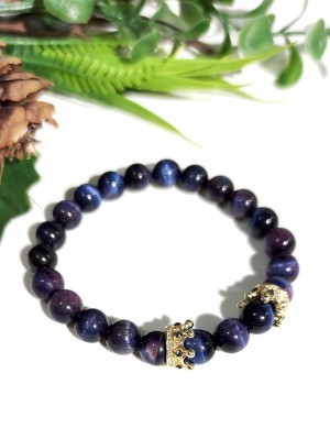 Браслет из синего и фиолетового тигрового глаза