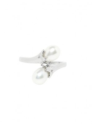 Кольцо "поцелуйчик" с белым жемчугом