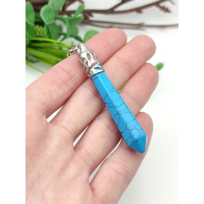 Брелок маятник из говлита (стилизация под бирюзу)