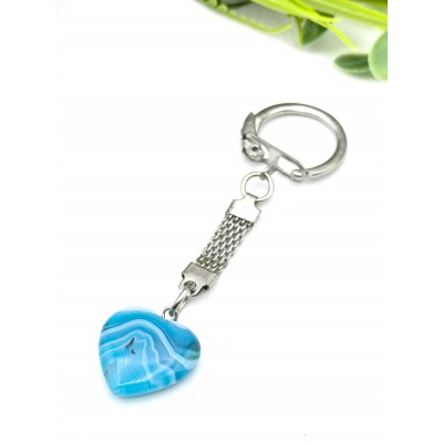 Брелок сердечко из голубого агата