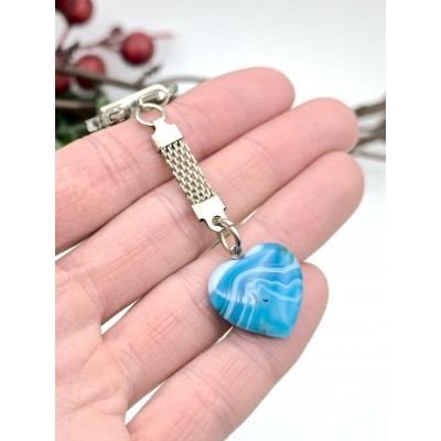 Брелок сердечко из голубого агата