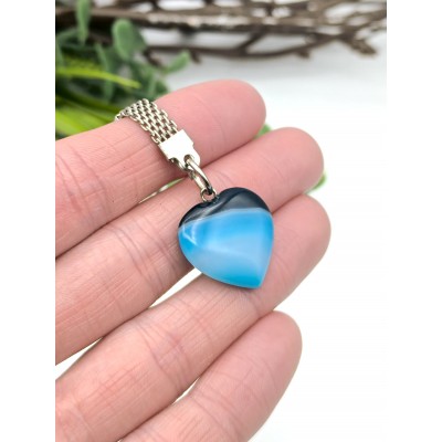 Брелок сердечко из голубого агата