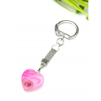 Брелок сердечко из розового агата