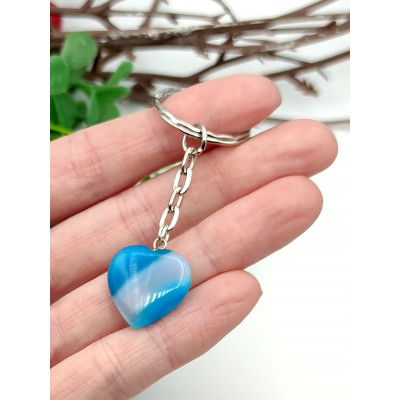 Брелок сердечко из голубого агата