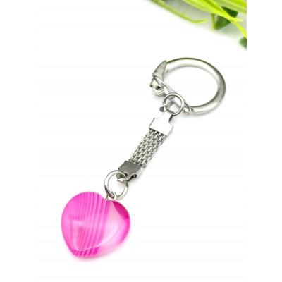 Брелок сердечко из розового агата
