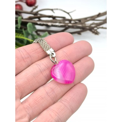 Брелок сердечко из розового агата