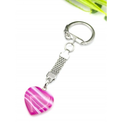 Брелок сердечко из розового агата