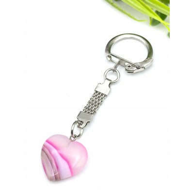 Брелок сердечко из розового агата