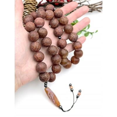 Чётки крупные из агата "Вены дракона" с гематитом