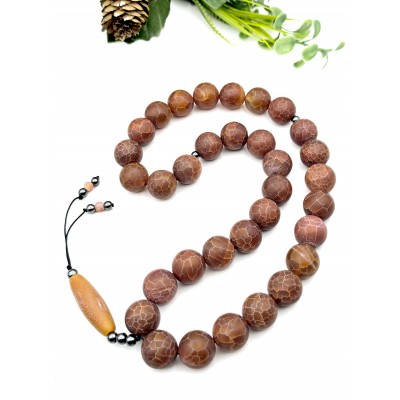 Чётки крупные из агата "Вены дракона" с гематитом