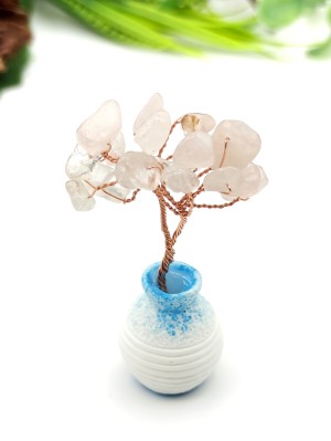 Статуэтка горшок с веточкой розового кварца "Дерево Счастья"