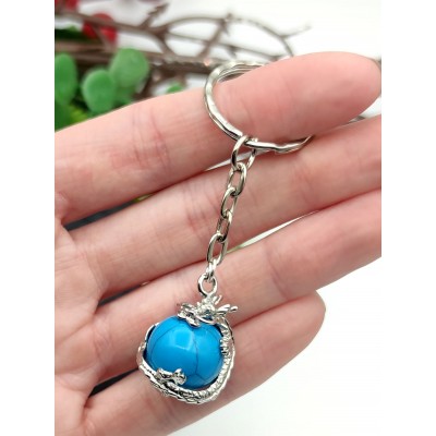 Брелок Дракон с говлитом (стилизация под бирюзу)