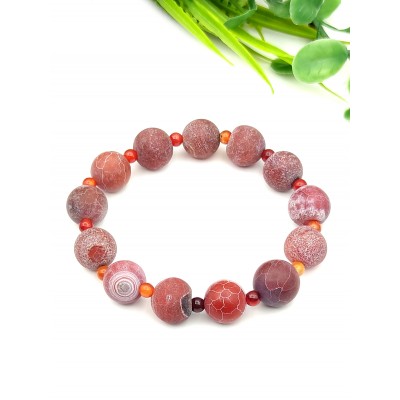 Браслет из агата "Вены дракона" и сердолика