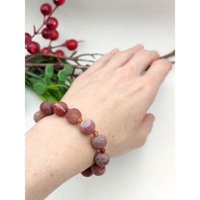 Браслет из агата "Вены дракона" и сердолика