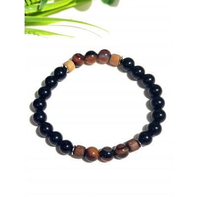 Браслет из агата, сардоникса (сердолика) и дерева