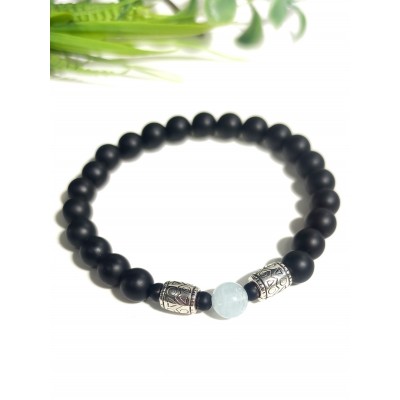Браслет из аквамарина и агата