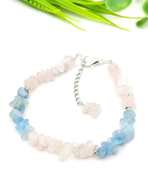Браслет из аквамарина и розового кварца