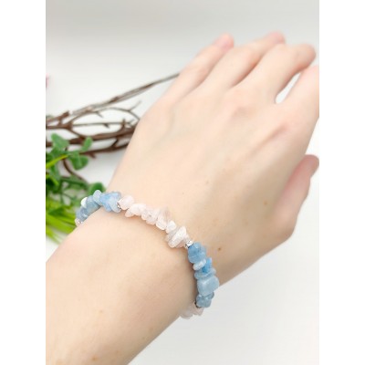 Браслет из аквамарина и розового кварца