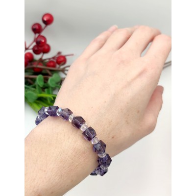 Браслет из аметиста (синтетического) с чешским стеклом