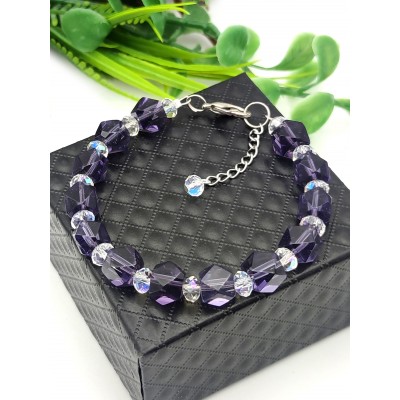 Браслет из аметиста (синтетического) с чешским стеклом