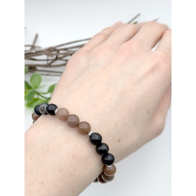 Браслет из авантюрина и матового оникса