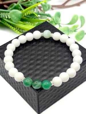 Браслет из белого и зелёного агата
