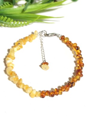 Браслет из коньячного и белого королевского янтаря