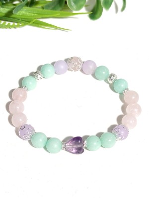 Браслет из флюорита, мятного, лавандового и розового кварца