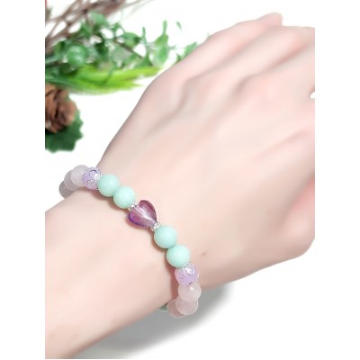 Браслет из флюорита, мятного, лавандового и розового кварца Браслет из флюорита, мятного, лавандового и розового кварца