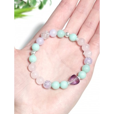 Браслет из флюорита, мятного, лавандового и розового кварца Браслет из флюорита, мятного, лавандового и розового кварца
