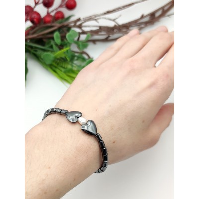 Браслет из гематита и жемчуга Браслет из гематита и жемчуга