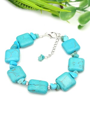 Браслет из говлита (стилизация под бирюзу)