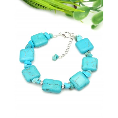 Браслет из говлита (стилизация под бирюзу)