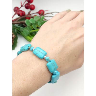 Браслет из говлита (стилизация под бирюзу)