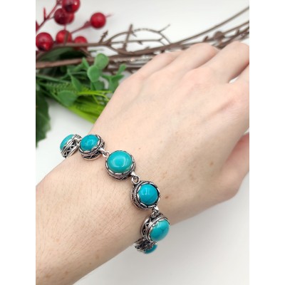 Браслет с говлитом (стилизация под бирюзу)