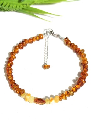 Браслет из коньячного и белого королевского янтаря