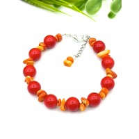 Браслет из красных и оранжевых кораллов