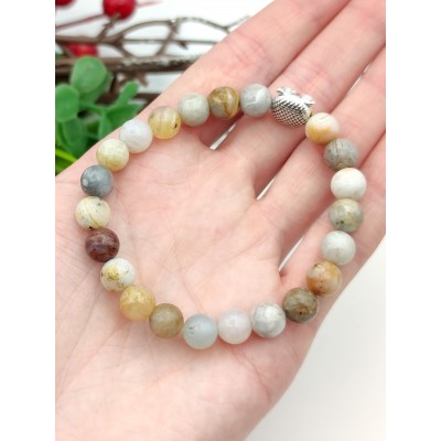 Браслет из кружевного мексиканского агата с совой