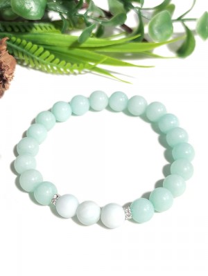 Браслет из мятного агата и ларимара