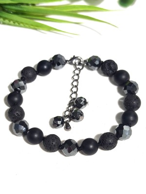 Браслет из агата, лавы и гематита