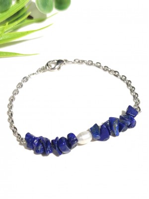 Браслет с лазуритом и жемчугом