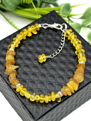 Браслет из желтого и лечебного необработанного янтаря