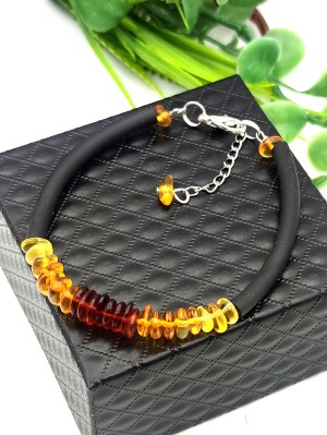 Браслет с лимонным и коньячным балтийским янтарём