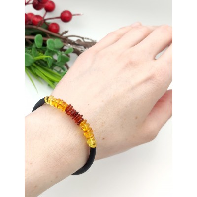 Браслет с лимонным и коньячным балтийским янтарём