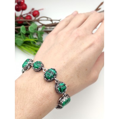Браслет с малахитом (синтетическим)
