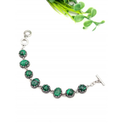 Браслет с малахитом (синтетическим)