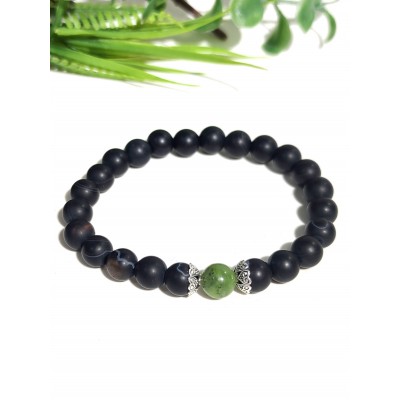 Браслет из нефрита и матового оникса