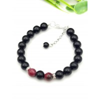 Браслет из черного и малиново-зеленого агата