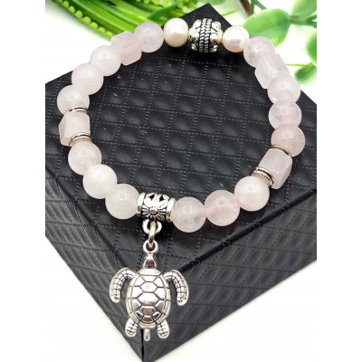 Браслет с розовым кварцем и жемчугом